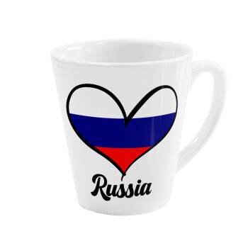 Russia flag, Κούπα κωνική Latte Λευκή, κεραμική, 300ml