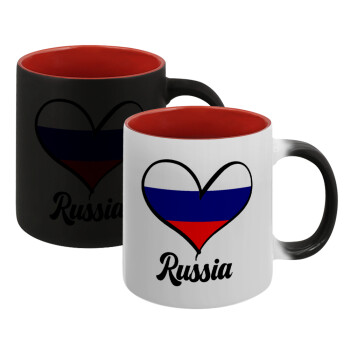 Russia flag, Κούπα Μαγική εσωτερικό κόκκινο, κεραμική, 330ml που αλλάζει χρώμα με το ζεστό ρόφημα (1 τεμάχιο)