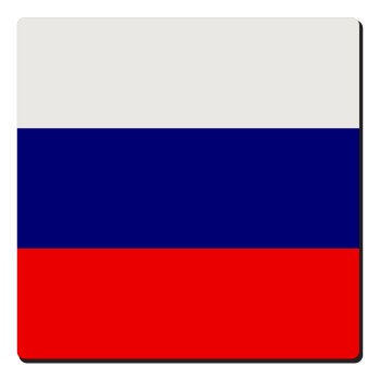 Russia flag, Τετράγωνο μαγνητάκι ξύλινο 6x6cm