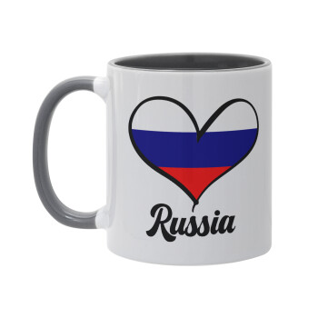 Russia flag, Κούπα χρωματιστή γκρι, κεραμική, 330ml