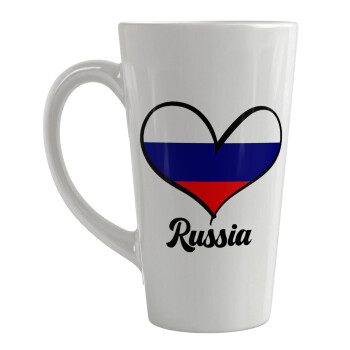 Russia flag, Κούπα κωνική Latte Μεγάλη, κεραμική, 450ml