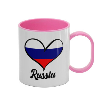 Russia flag, Κούπα (πλαστική) (BPA-FREE) Polymer Ροζ για παιδιά, 330ml