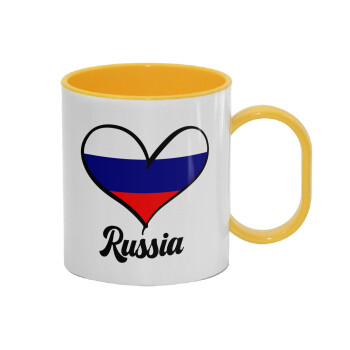 Russia flag, Κούπα (πλαστική) (BPA-FREE) Polymer Κίτρινη για παιδιά, 330ml