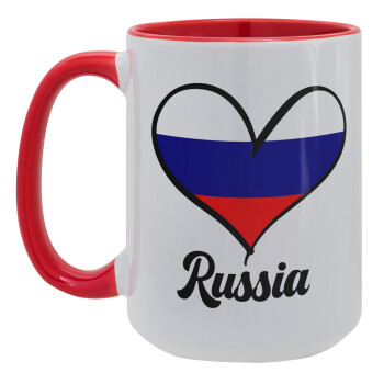 Russia flag, Κούπα Mega 15oz, κεραμική Κόκκινη, 450ml