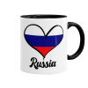 Russia flag, Κούπα χρωματιστή μαύρη, κεραμική, 330ml