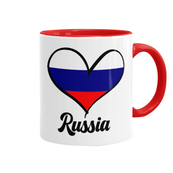 Russia flag, Κούπα χρωματιστή κόκκινη, κεραμική, 330ml