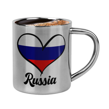 Russia flag, Double-wall metal cup for espresso (220ml)
