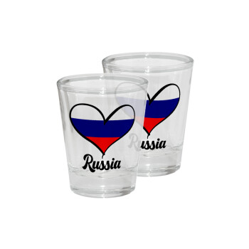 Russia flag, Σφηνοπότηρα γυάλινα 45ml διάφανα (2 τεμάχια)