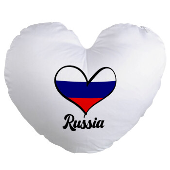 Russia flag, Μαξιλάρι καναπέ καρδιά 40x40cm περιέχεται το  γέμισμα