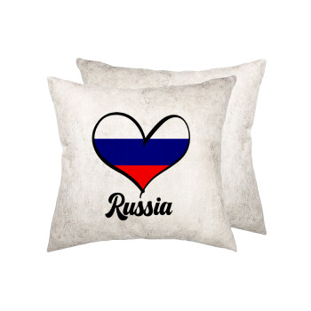 Russia flag, Μαξιλάρι καναπέ Δερματίνη Γκρι 40x40cm με γέμισμα