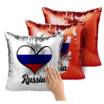 Russia flag, Μαξιλάρι καναπέ Μαγικό Κόκκινο με πούλιες 40x40cm περιέχεται το γέμισμα