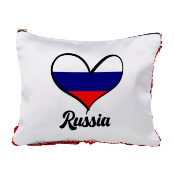 Russia flag, Τσαντάκι νεσεσέρ με πούλιες (Sequin) Κόκκινο
