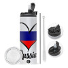 Travel Tumbler θερμό με διπλό καπάκι, μεταλλικό καλαμάκι και βούρτσα καθαρισμού (Ανωξείδωτο 304 Food grade, BPA free, 600ml)