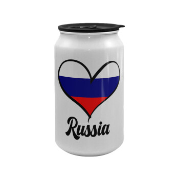 Russia flag, Κούπα ταξιδιού μεταλλική με καπάκι (tin-can) 500ml