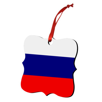 Russia flag, Στολίδι Χριστουγεννιάτικο στολίδι polygon ξύλινο 7.5cm