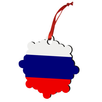 Russia flag, Χριστουγεννιάτικο στολίδι snowflake ξύλινο 7.5cm