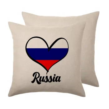 Russia flag, Μαξιλάρι καναπέ ΛΙΝΟ 40x40cm περιέχεται το  γέμισμα