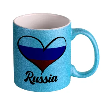 Russia flag, Κούπα Σιέλ Glitter που γυαλίζει, κεραμική, 330ml