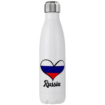 Russia flag, Μεταλλικό παγούρι θερμός (Stainless steel), διπλού τοιχώματος, 750ml