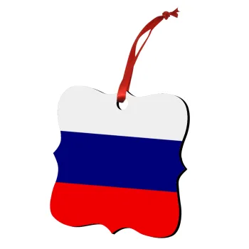 Russia flag, Στολίδι Χριστουγεννιάτικο στολίδι polygon ξύλινο 7.5cm