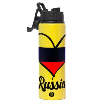 Russia flag, Μεταλλικό παγούρι νερού με καπάκι ασφαλείας, αλουμινίου 850ml