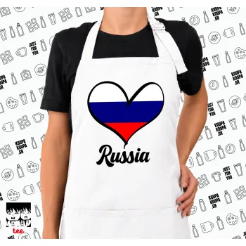 Russia flag, Ποδιά μακριά Σεφ ολόσωμη με τσέπες white (ΕΝΗΛΙΚΩΝ)