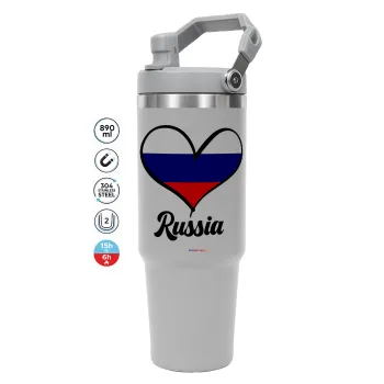 Russia flag, GREY Travel Tumbler with Handle 890ml