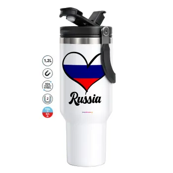 Russia flag, Mega Travel Mug / Travel Mug, double walled (thermal) 1.2L