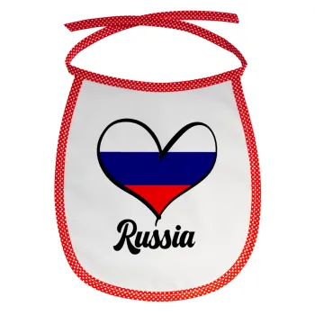 Russia flag, Σαλιάρα μωρού αλέκιαστη με κορδόνι Κόκκινη