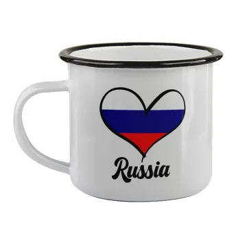 Russia flag, Κούπα εμαγιέ με μαύρο χείλος 360ml