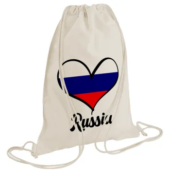 Russia flag, Backpack bag GYMBAG natural (28x40cm)
