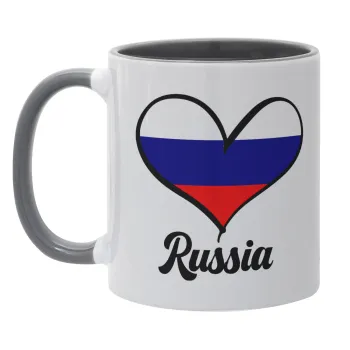 Russia flag, Mug colored grey, ceramic, 330ml