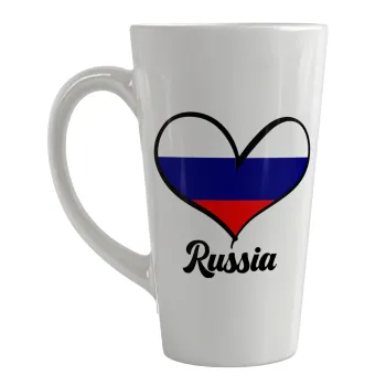 Russia flag, Κούπα κωνική Latte Μεγάλη, κεραμική, 450ml