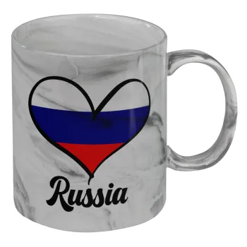 Russia flag, Mug ceramic marble style, 330ml
