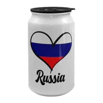 Russia flag, Κούπα ταξιδιού μεταλλική με καπάκι (tin-can) 500ml