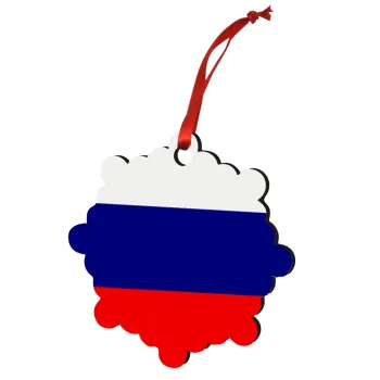 Russia flag, Christmas ornament snowflake wooden 7.5cm