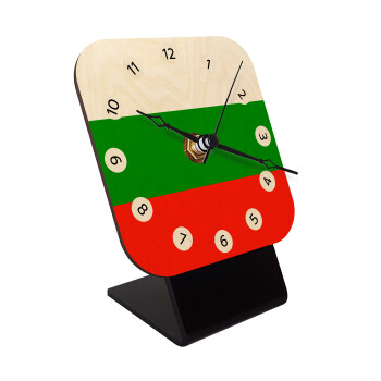 Bulgaria flag, Quartz Table clock in natural wood (10cm)