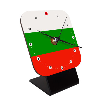 Bulgaria flag, Quartz Wooden table clock with hands (10cm)