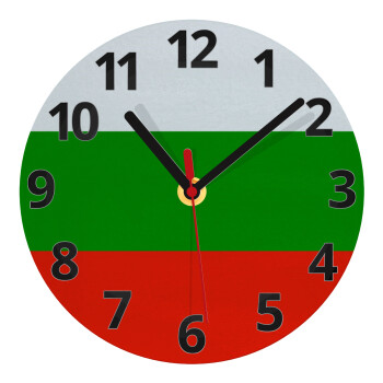 Bulgaria flag, Ρολόι τοίχου γυάλινο (20cm)