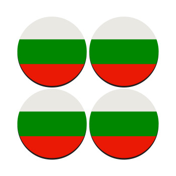 Bulgaria flag, ΣΕΤ 4 Σουβέρ ξύλινα στρογγυλά (9cm)
