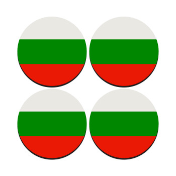Bulgaria flag, ΣΕΤ 4 Σουβέρ ξύλινα στρογγυλά (9cm)