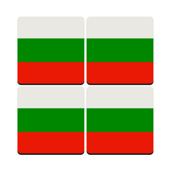 Bulgaria flag, ΣΕΤ 4 Σουβέρ ξύλινα τετράγωνα