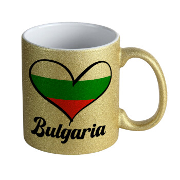Bulgaria flag, Κούπα Χρυσή Glitter που γυαλίζει, κεραμική, 330ml