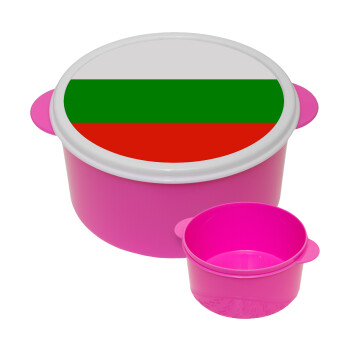 Bulgaria flag, ΡΟΖ παιδικό δοχείο φαγητού (lunchbox) πλαστικό (BPA-FREE) Lunch Βox M16 x Π16 x Υ8cm