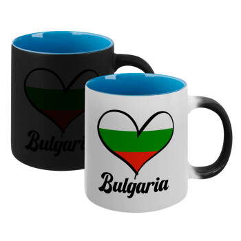 Bulgaria flag, Κούπα Μαγική εσωτερικό μπλε, κεραμική 330ml που αλλάζει χρώμα με το ζεστό ρόφημα