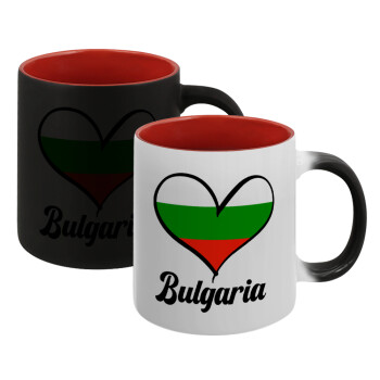 Bulgaria flag, Κούπα Μαγική εσωτερικό κόκκινο, κεραμική, 330ml που αλλάζει χρώμα με το ζεστό ρόφημα (1 τεμάχιο)