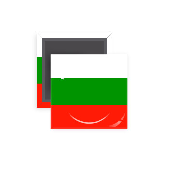 Bulgaria flag, Μαγνητάκι ψυγείου τετράγωνο διάστασης 5x5cm