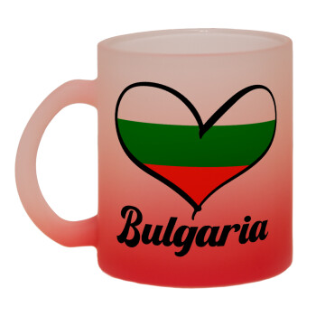 Bulgaria flag, Κούπα γυάλινη δίχρωμη με βάση το κόκκινο ματ, 330ml