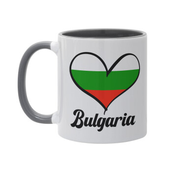 Bulgaria flag, Κούπα χρωματιστή γκρι, κεραμική, 330ml