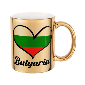 Bulgaria flag, Κούπα κεραμική, χρυσή καθρέπτης, 330ml